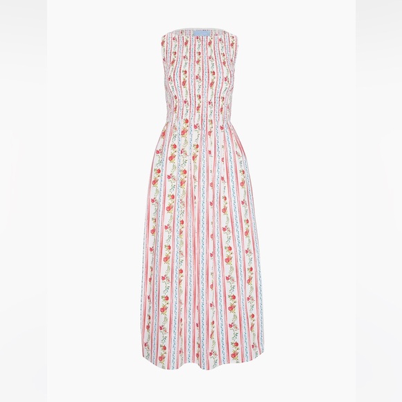 NWT Hill House Home Cosima Pomegranate Stripe Floral Striped Maxi Dress